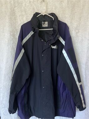 FedEx Men’s Black & Purple Performance Windbreaker/Rain Jacket